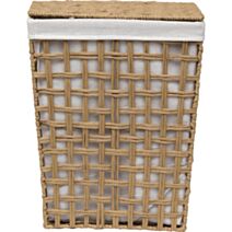 Panier à linge Bambou Tressée rectangulaire 38x26x48cm Naturel/Tissu lin - TENDANCE