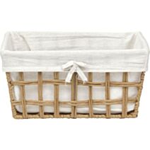 Panier à linge rectangulaire Bambou Tressée 35x28x17cm Naturel/Tissu lin - TENDANCE