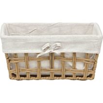 Panier à linge tressée Bambou Naturel 32x24x15cm Tissu lin - TENDANCE