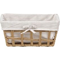 Panier à linge tressée Bambou Tissu lin 28x20x13cm Naturel - TENDANCE