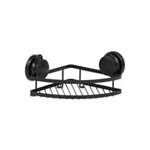 Étagère d'angle métal à ventouses noir - TENDANCE