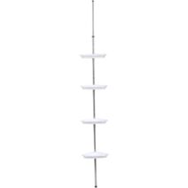 Colonne téléscopique 4 étagères aluminium/plastique blanc - TENDANCE