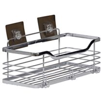 Grand panier rectangulaire inox chromé sur carte adhésive - TENDANCE