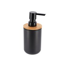 Distributeur à savon plastique bambou Ø7,2x16cm noir/bambou - TENDANCE