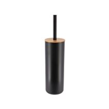 Brosse WC plastique avec couvercle noir/bambou - TENDANCE