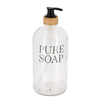 Distributeur de savon Verre Bambou Transparent 1L - TENDANCE