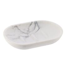 Porte savon polyrésine effet marbre 13,2x9,3x2,2cm blanc - TENDANCE