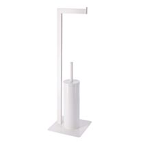 Brosse/dérouleur papier WC métal blanc 68x20x20cm - TENDANCE