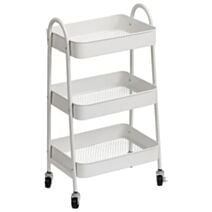 Desserte métal sur roulettes 3 niveaux blanc - TENDANCE