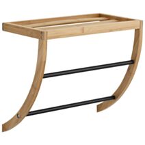 Porte serviettes mural 1 étagère + 2 barres  inox bambou/noir - TENDANCE
