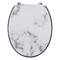Abattant wc effet marbre frein de chute déclipsable avec réducteur enfant intégré 37x46cm blanc - TENDANCE