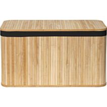 Malle rectangulaire Bambou Tissu lin noir 75,5x38,5x42,5cm - TENDANCE