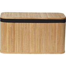 Malle rectangulaire Bambou Tissu lin noir 66,5x29x38cm - TENDANCE