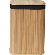 Panier à linge rectangulaire Bambou Tissu lin noir 34x24x50cm - TENDANCE