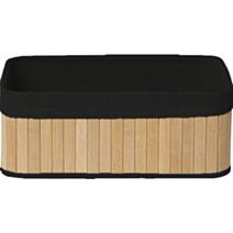 Panier rectangulaire bambou tissu lin noir 33,5x22x13cm - TENDANCE