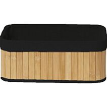 Panier rectangulaire bambou tissu lin noir 29,5x18,5x12cm - TENDANCE
