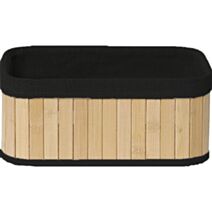 Panier rectangulaire Bambou Tissu lin noir 25x15x11cm - TENDANCE