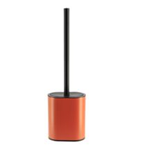 Brosse WC plate silicone/métal terre de sienne/noir - TENDANCE