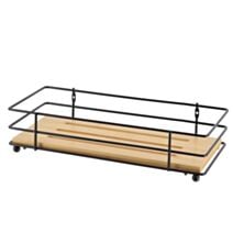 Panier rectangulaire structure métal plateau bambou noir bambou - TENDANCE