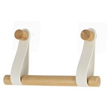 Dérouleur papier toilette Bambou Simili cuir blanc 20x2,5x11,5cm - TENDANCE