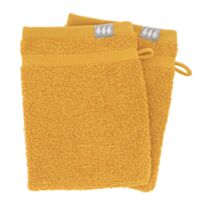 2 gants de toilette 15x21cm 100% coton moutarde - TENDANCE