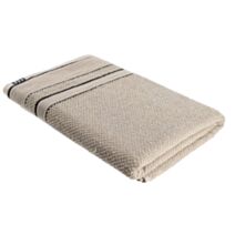 Grande serviette de toilette 70 x 130 cm 100% coton beige/noir - TENDANCE