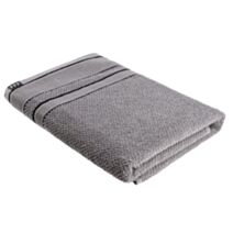 Grande serviette de toilette 70 x 130 cm 100% coton gris/noir - TENDANCE