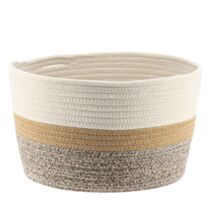 Corbeille Tissu Naturel/Marron 32x20cm - TENDANCE