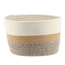 Corbeille Tissu Naturel Marron Ø28x18cm - TENDANCE