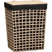 Panier à linge Bambou Tressée naturelle 44x30,5x56cm Naturel/tissu noir - TENDANCE