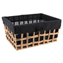 Panier à linge tressée Bambou Tissu noir 35x28x17cm Naturel - TENDANCE