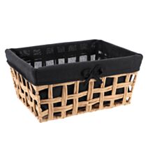 Panier à linge tressée Bambou Tissu noir 32x24x15cm Naturel - TENDANCE