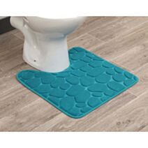 Tapis contour WC mémoire de forme galet 45 x 50 cm bleu canard