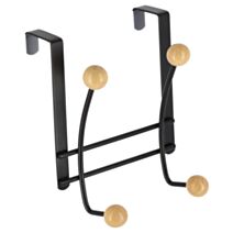 Patère 4 crochets métal bois noir 12,5cm - TENDANCE