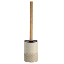 Brosse WC polyresine gravé naturel/acacia - TENDANCE