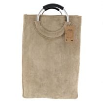 Panière à linge pliable velours côtelé 55L gris - TENDANCE
