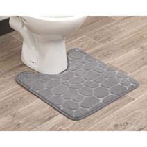 Tapis contour WC mémoire de forme galet 45 x 50 cm gris clair
