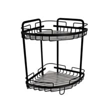 Étagère d'angle 2 niveaux alu noir 24cm - TENDANCE