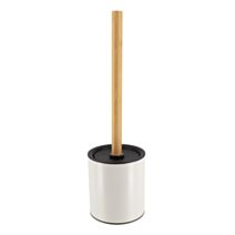 Brosse WC Tige bambou Métal Blanc 10,2cm - TENDANCE