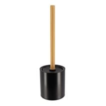 Brosse WC Tige bambou Socle métal Finition noir 10,2cm - TENDANCE