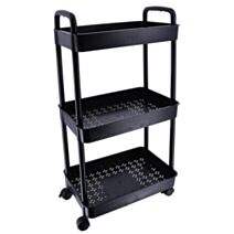 Desserte 3 paniers polypropylène noir 26,5x26,5x77cm - TENDANCE