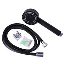Douchette kit 5 fonctions PVC flexible noir 150cm chrome mat - TENDANCE