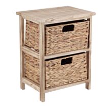 Meuble bas Paulownia/MDF 1 tiroir poignée bronze et 3 paniers papiers 86x37,5x27,5cm - TENDANCE
