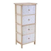Meuble 4 tiroirs paulownia imprimé boutons bois 86x37,5x27,5cm naturel - TENDANCE