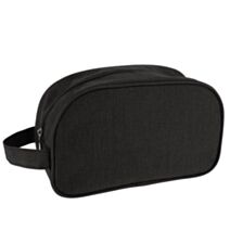Trousse de toilette polyester rectangulaire imprimé zippée noir chiné - TENDANCE