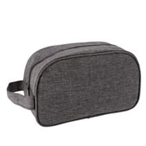 Trousse de toilette polyester rectangulaire imprimé zippée gris chiné - TENDANCE