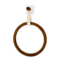 Porte serviettes sticker arrondi bambou/simili cuir beige - TENDANCE