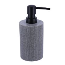 Distributeur à savon strié polyrésine 310ml gris - TENDANCE