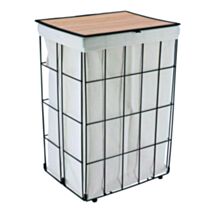 Panière à linge pliable métal/bambou naturel - TENDANCE