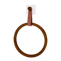 Porte serviettes sticker arrondi bambou/simili cuir ambre - TENDANCE